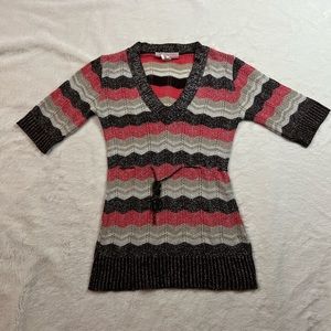 Y2K Sparkly V-neck Sweater Top